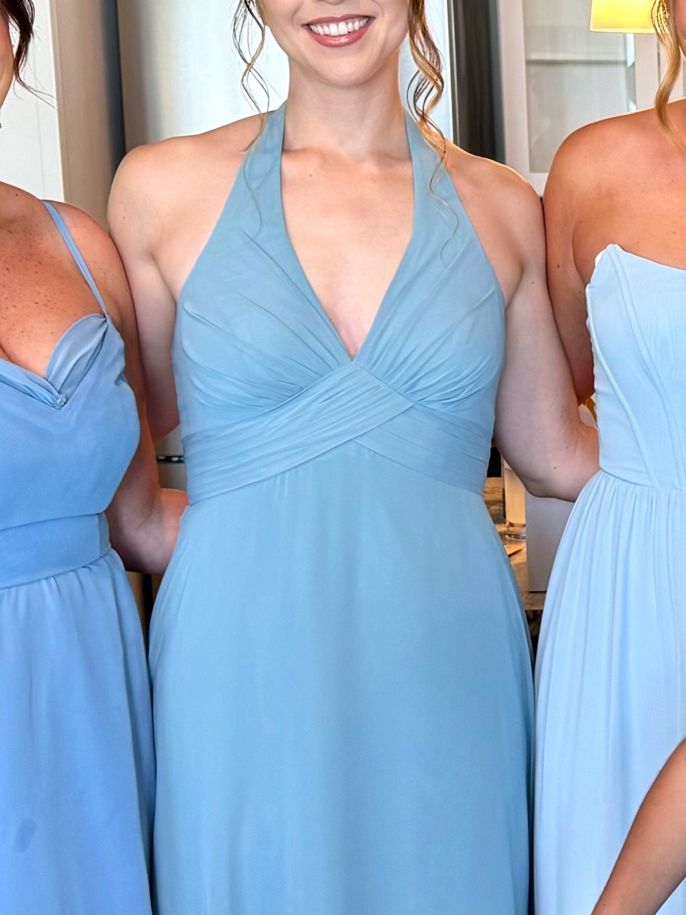Azazie Moody Blue 6 Halter V-Neck Maxi Dress